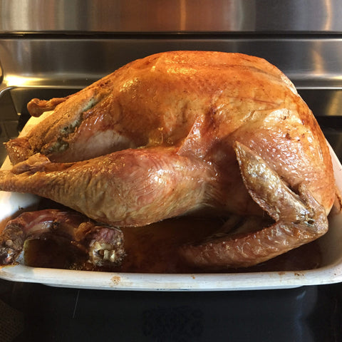 A Boudreau turkey in a white tray