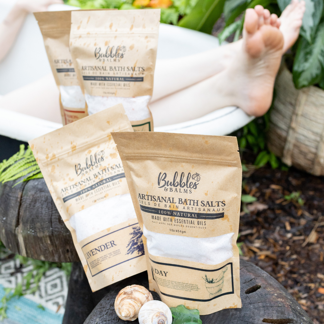 Bags of Artisanal Bath Salts from Bubbles & balms