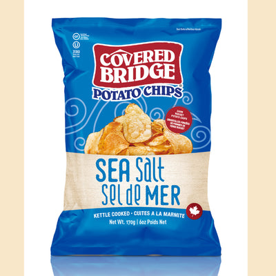 A bag of Sea Salt chips from COVERED BRIDGE CHIPS