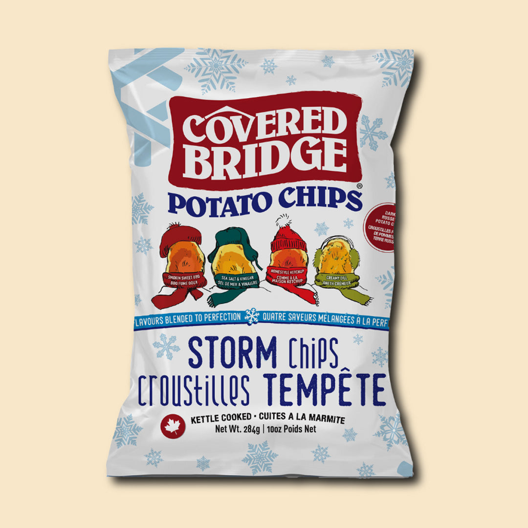A bag of Storm Chips from Covered Bridge Chips