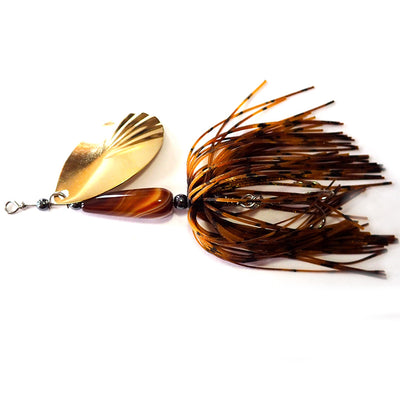 Brown GeoForce in-line Spinner from Dead end lures with a white background