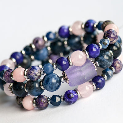 a close up of a Gemstone Bracelet Set from Fierce Lynx Designs 