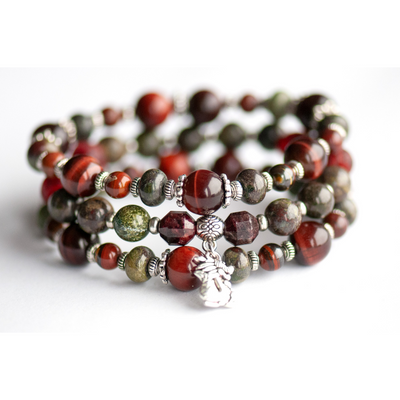Flameborne Dragon - Dragonblood Jasper, Garnet, & Red Tiger Eye Bracelet Set