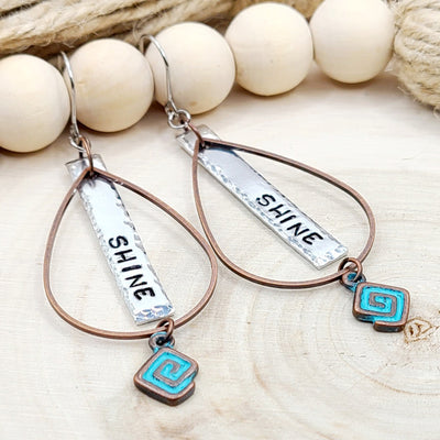 "Shine" atamped Earrings with blue details