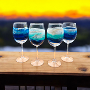 Ocean Resin Stemmed Wine Glasses
