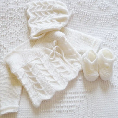 Newborn Wrap Sweater, Bonnet and Shoes