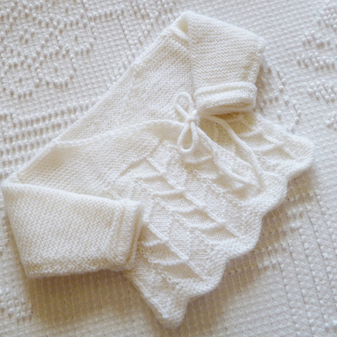 Newborn Wrap Sweater, Bonnet and Shoes