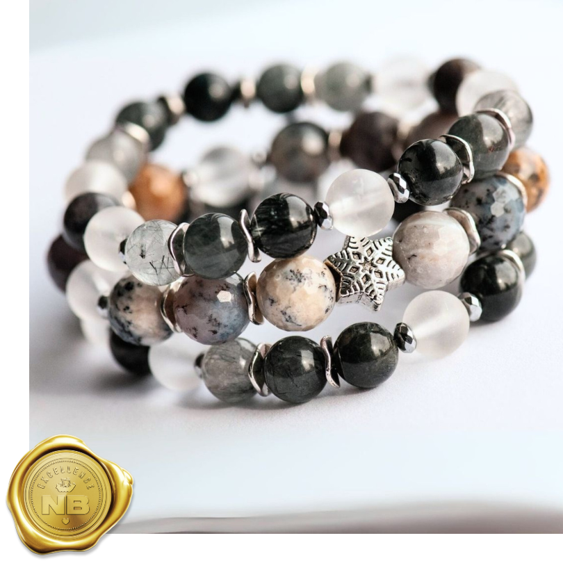 Frosted Lynx - Sage Agate & Quartz Bracelet Set