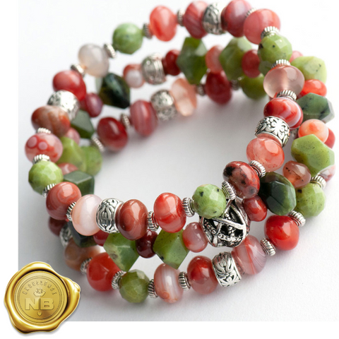 Successful Lynx - Carnelian & Jade Bracelet Set