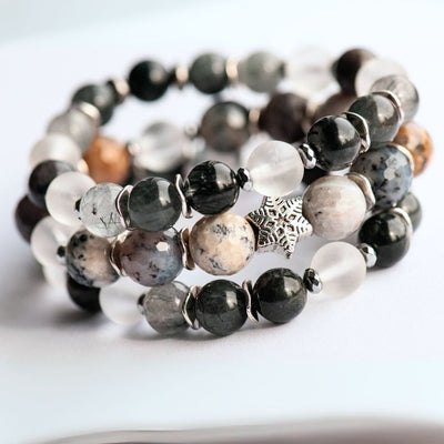 Frosted Lynx - Ensemble de bracelets en agate et quartz sauge