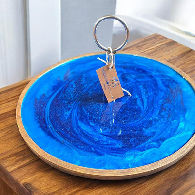 Chic Resin Design Serving Tray with Comfortable Handle