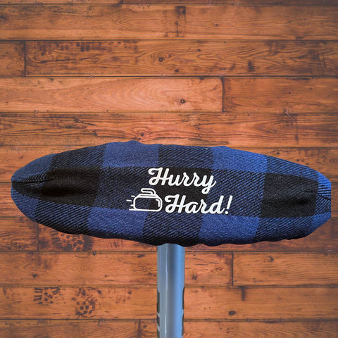 Curling Broom Cover on Buffalo Plaid "Hurry Hard"