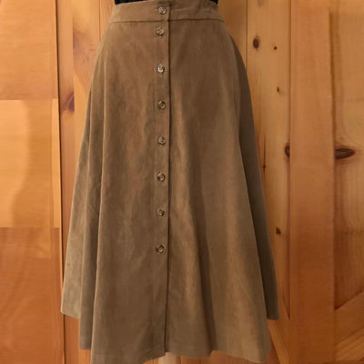 Midi Skirt in 100% Featherweight Corduroy Cotton in a Button Down Front. Canadian product.