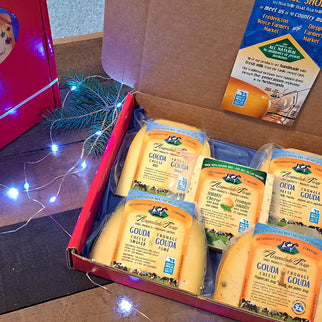a gift box of cheese from Armadale Farm Dairy Products on a table