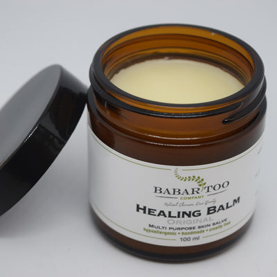 a Multi Purpose Healing Balm jar from Babar Skincare