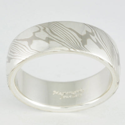 Mokume Gane Ring - Palladium White Gold and Sterling Silver