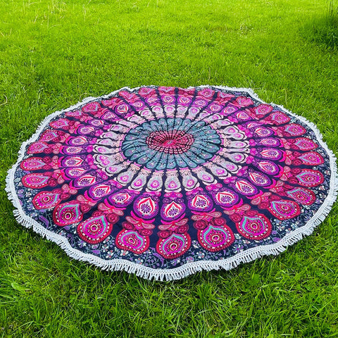 Hot Pink Round Bohemian Tapestry