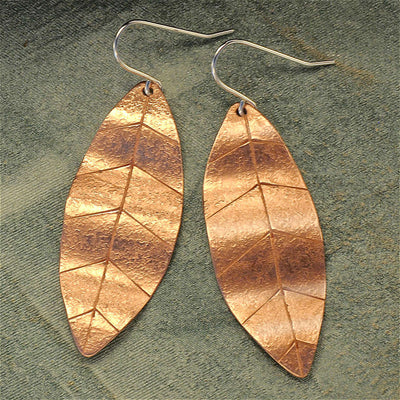 Small Copper Leaf Earrings